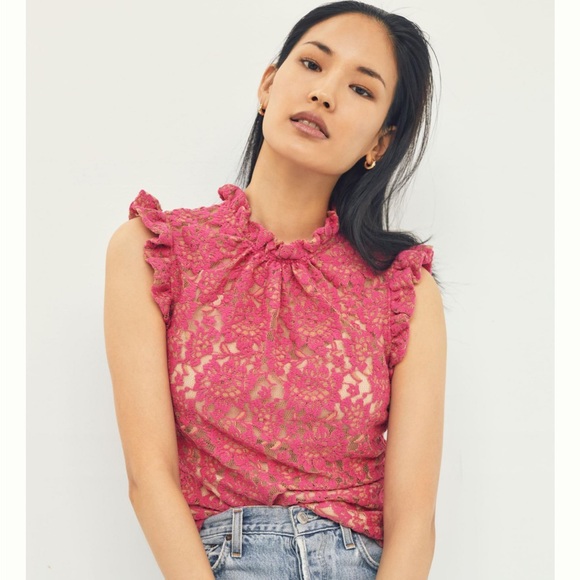 NWT Anthropologie Dolan Ruffle Lace Top - Picture 1 of 15